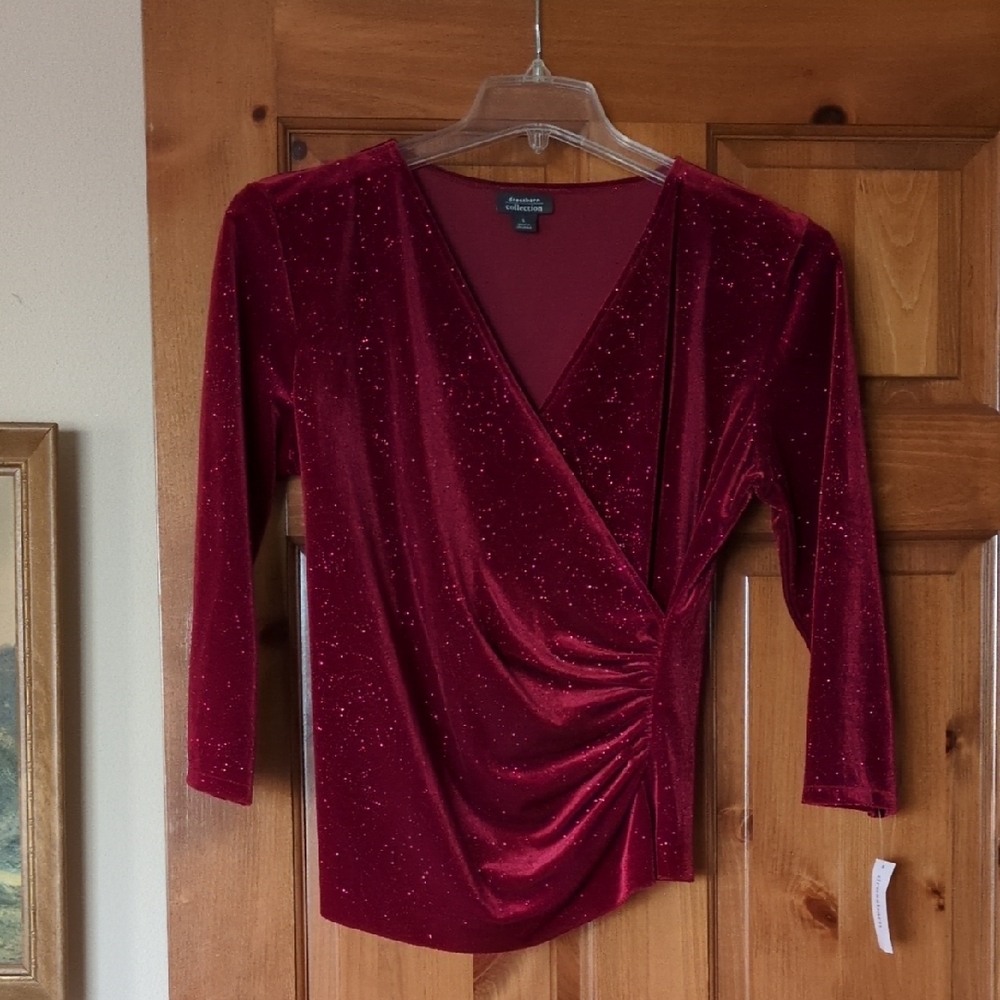 Red Sparkle Wrap Top, Large